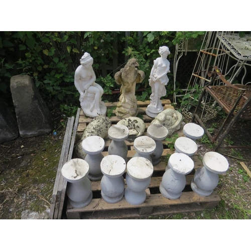 601 - A SELECTION OF CONCRETE GARDEN STATUES AND ORNAMENTS