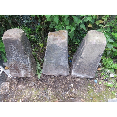 602 - THREE SANDSTONE STADDLE STONES