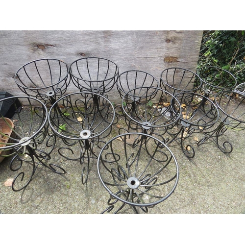 609 - A SELECTION OF ELEVEN STEEL GARDEN PLANTERS