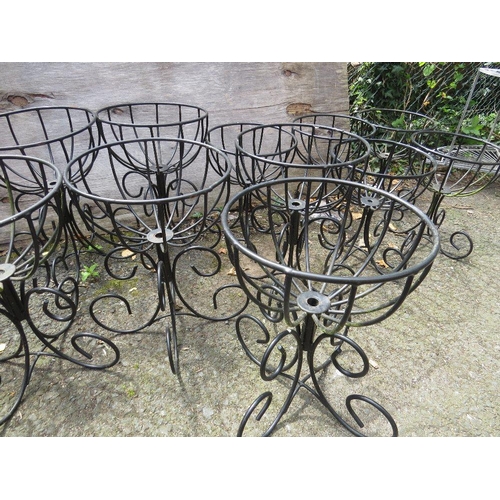 609 - A SELECTION OF ELEVEN STEEL GARDEN PLANTERS