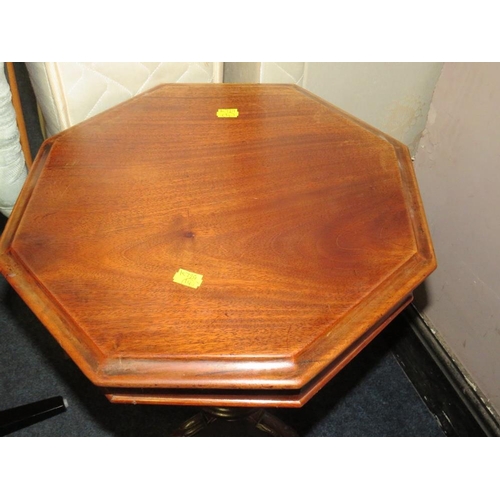 748 - A 19TH CENTURY MAHOGANY SEWING BOX ON TRIPOD STAND