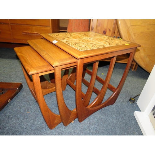 749 - Mid century teak tile top nest of tables possibly G plan