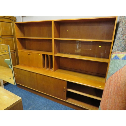 755 - A large teak mid-century wall display unit