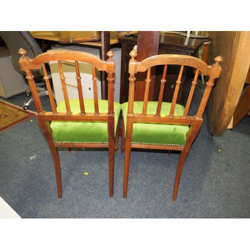 759 - A pair of French style bedroom chairs, both with old woodworm damage