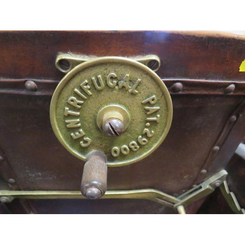 768 - A LATE VICTORIAN BARBERS / DENTISTS CHAIR, with upholstered mahogany frame, with reclining back rest... 