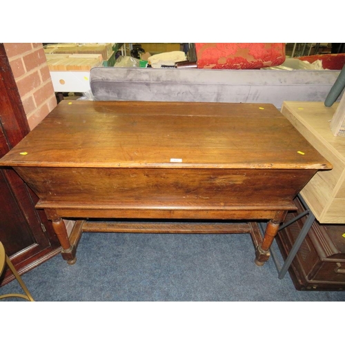 773 - An antique dough trough/bin on wooden stand