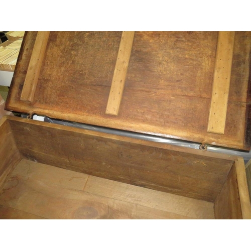 773 - An antique dough trough/bin on wooden stand