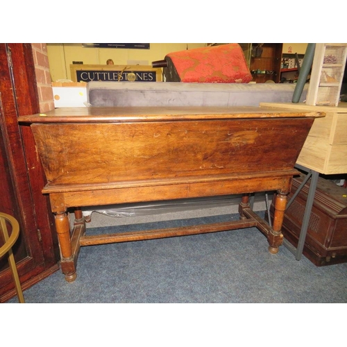 773 - An antique dough trough/bin on wooden stand