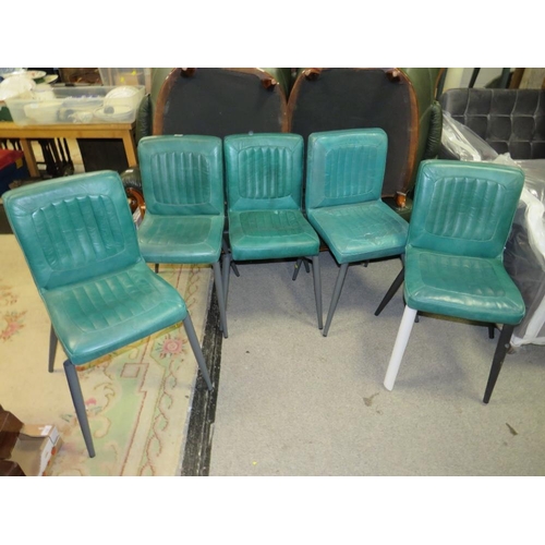 784 - Set of four modern teal leather style dining chairs