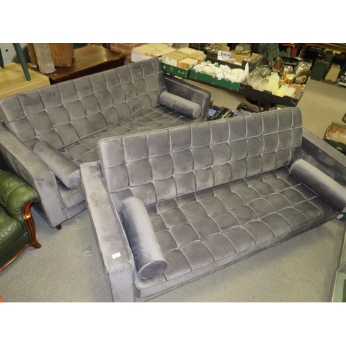 787 - A pair of modern upholstered three seater settees