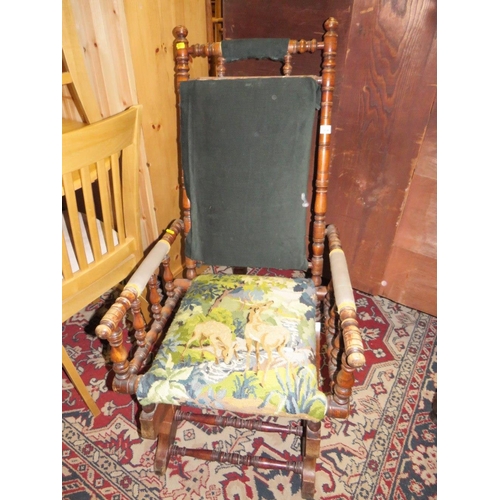 804 - A LATE 19TH /EARLY 20TH CENTURY ROCKING CHAIR