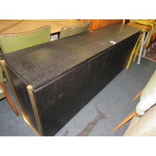 808 - A MODERN BLACK AND METAL SIDEBOARD W- 182CM