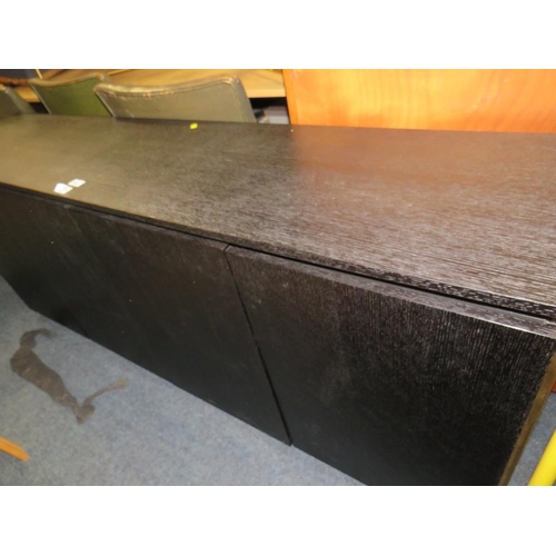 808 - A MODERN BLACK AND METAL SIDEBOARD W- 182CM