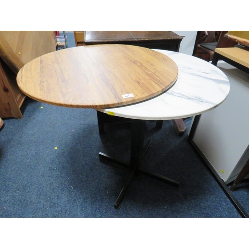 811 - A modern bistro style pedestal table with spare top