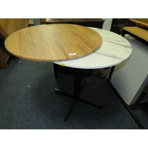 811 - A modern bistro style pedestal table with spare top