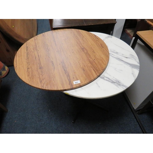 811 - A modern bistro style pedestal table with spare top