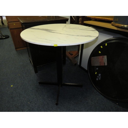 811 - A modern bistro style pedestal table with spare top