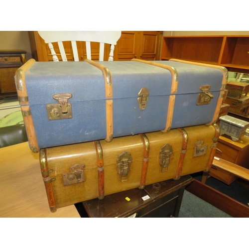 814 - Two vintage banded packing trunks