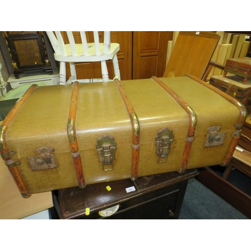 814 - Two vintage banded packing trunks