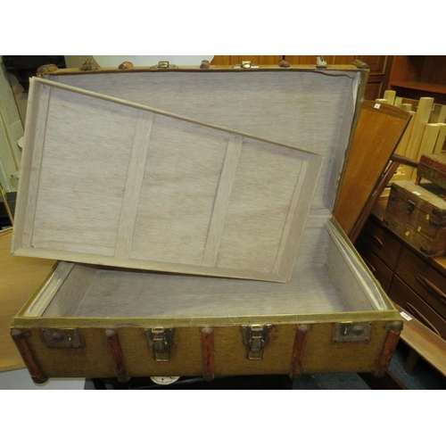 814 - Two vintage banded packing trunks