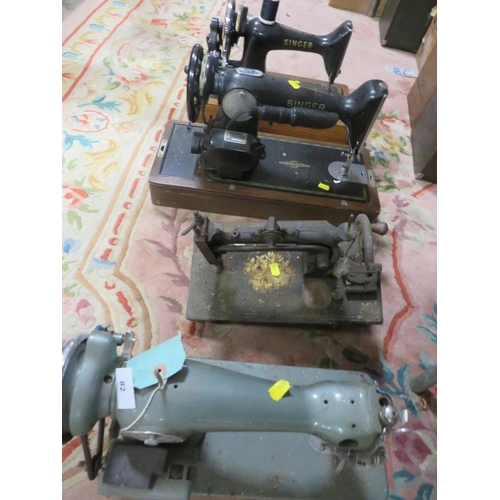 82 - FOUR ASSORTED SEWING MACHINES TO INCLUDE SINGER