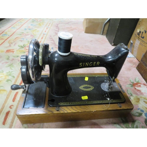 82 - FOUR ASSORTED SEWING MACHINES TO INCLUDE SINGER