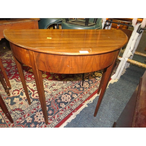 822 - Two modern mahogany half moon side tables