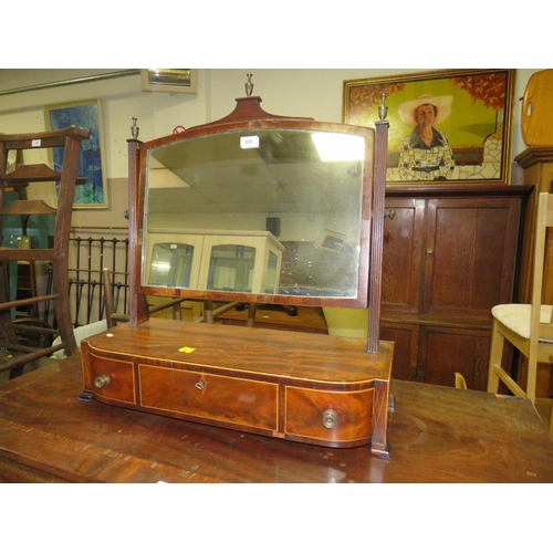 828 - A regency mahogany inlaid dressing mirror with three drawers