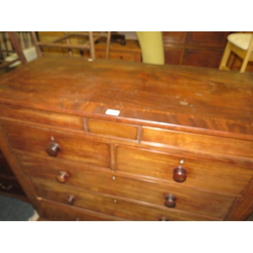 829 - A large antique mahogany five drawer chest with secret drawers to the top W 116 cm