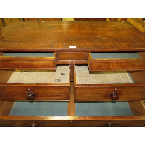 829 - A large antique mahogany five drawer chest with secret drawers to the top W 116 cm