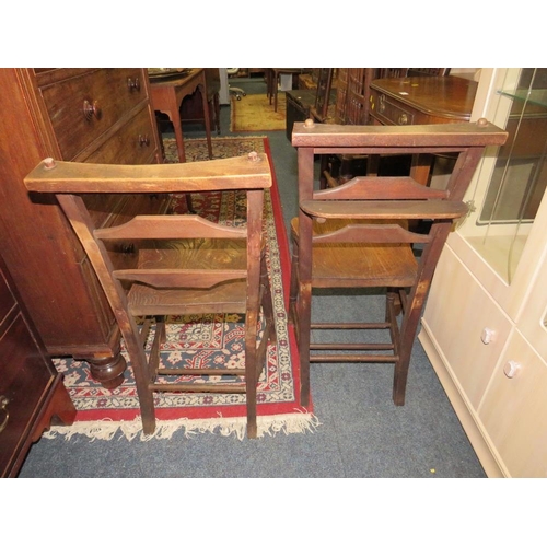 830 - Two vintage school style wooden chairs