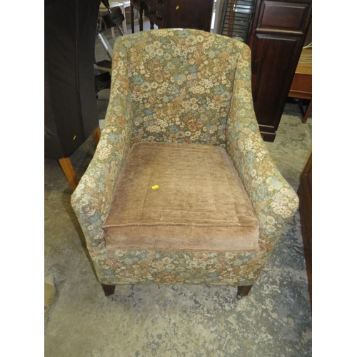 838 - An antique upholstered square armchair