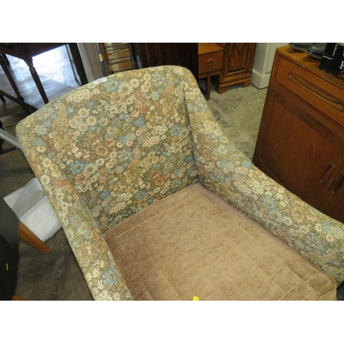 838 - An antique upholstered square armchair