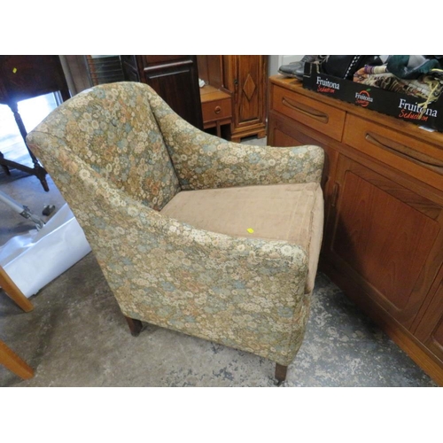 838 - An antique upholstered square armchair