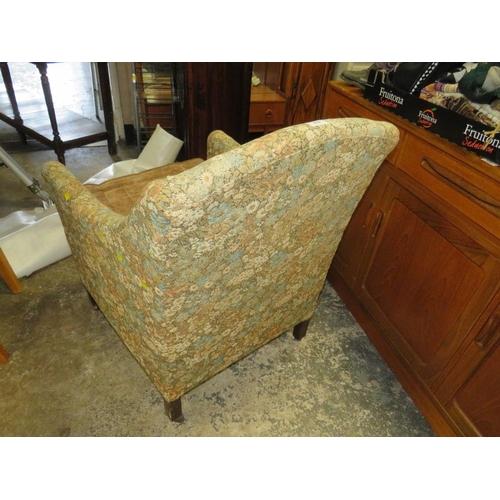 838 - An antique upholstered square armchair