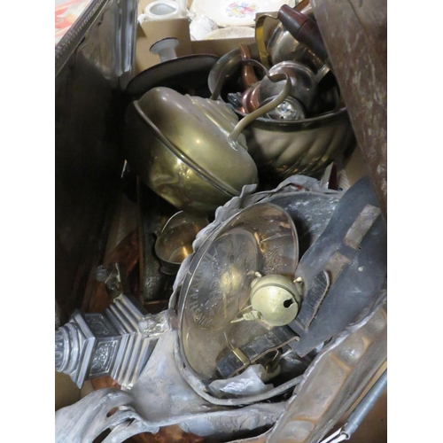 91 - THREE TRAYS OF ASSORTED METALWARE TO INCLUDE A PART CANTEEN OF CUTLERY