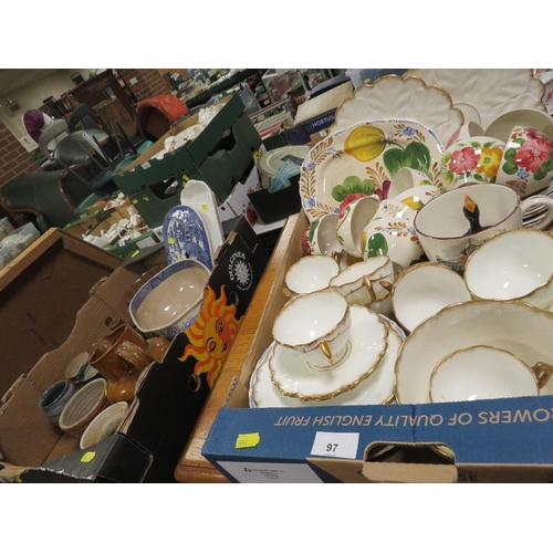 97 - TWO TRAYS OF ASSORTED CERAMICS TO INCLUDE TEAWARE