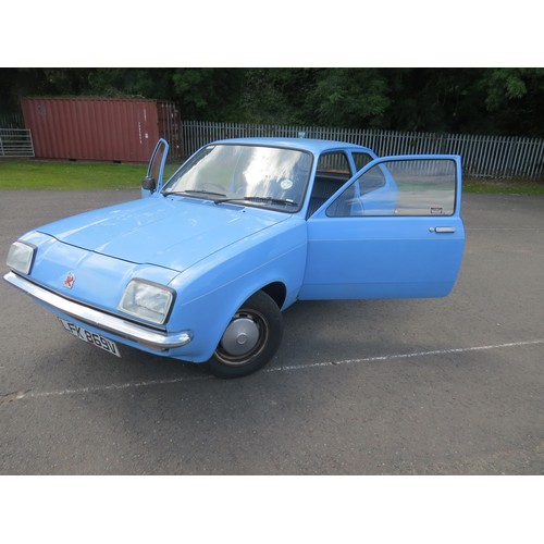 600 - A 1980 RETRO BLUE VAUXHALL CHEVETTE 'LFK869V' PETROL 1250cc MOT UNTIL 27TH SEPT 2024 WITH LOG BOOK, ... 