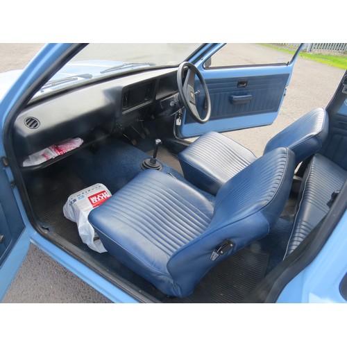 600 - A 1980 RETRO BLUE VAUXHALL CHEVETTE 'LFK869V' PETROL 1250cc MOT UNTIL 27TH SEPT 2024 WITH LOG BOOK, ... 