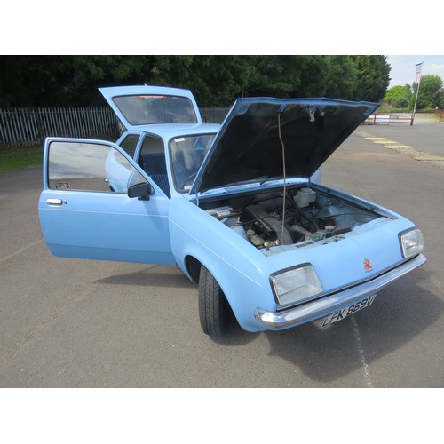 600 - A 1980 RETRO BLUE VAUXHALL CHEVETTE 'LFK869V' PETROL 1250cc MOT UNTIL 27TH SEPT 2024 WITH LOG BOOK, ... 