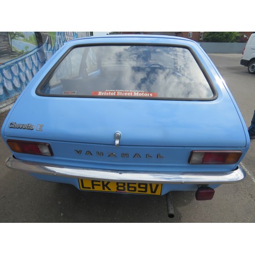 600 - A 1980 RETRO BLUE VAUXHALL CHEVETTE 'LFK869V' PETROL 1250cc MOT UNTIL 27TH SEPT 2024 WITH LOG BOOK, ... 