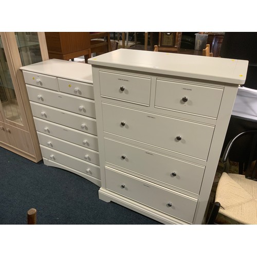 843 - Two modern white chest of drawers