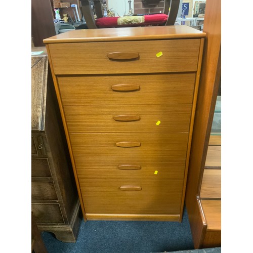 852 - A mid-century teak ‘Times Furniture’ six drawer chest W 64 cm