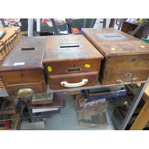 246 - THREE VINTAGE WOODEN TILLS A/F