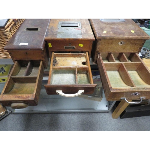 246 - THREE VINTAGE WOODEN TILLS A/F