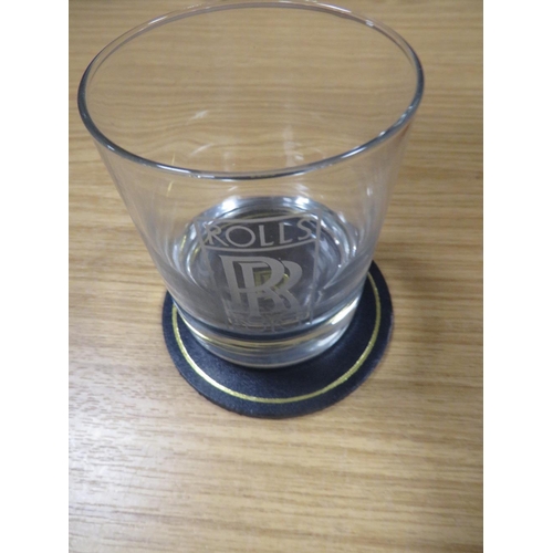 265 - A VINTAGE BOXED ROLLS ROYCE ENTHUSIASTS CLUB ETCHED SET OF SIX WHISKY GLASSES