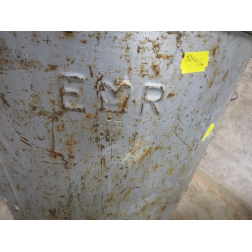 278 - TWO VINTAGE GALVANISED TUBS MARKED S.W.R WITH EIIR CYPHER ABOVE, EACH WITH TAPERED SIDES AND LOOP HA... 