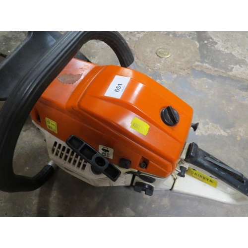 651 - A 110v TRANSFORMER TOGETHER WITH A PETROL CHAINSAW