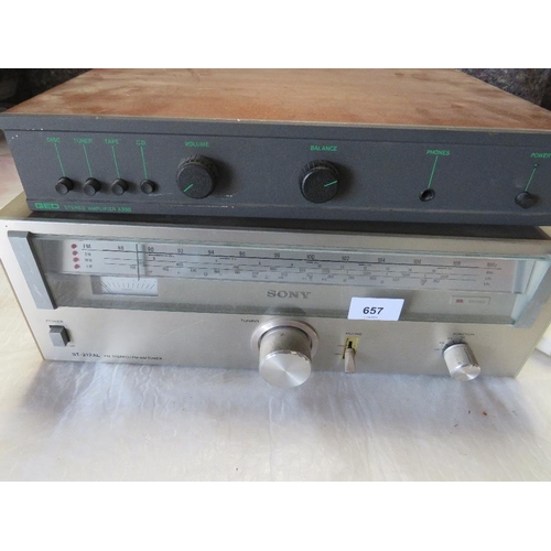 657 - A SONY ST-212AL TUNER AND A QED STEROE A230 AMPLIFIER