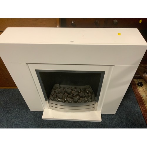 859 - A modern white framed electric fire - House Clearance